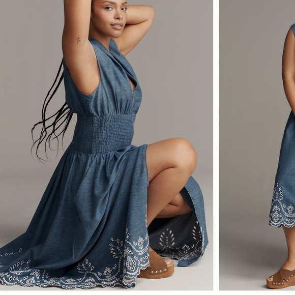 The Tommie Denim Eyelet Trim Dress - Picture 5 of 7